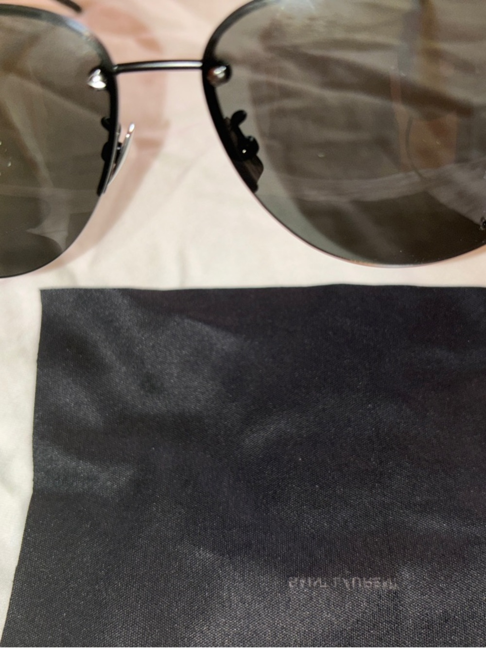 Saint Laurent Black Metal Aviator Sunglasses with Case - Picture 4 of 13